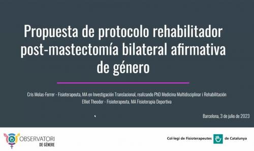 Presentat un protocol pilot de rehabilitació postmastectomia bilateral afirmativa de gènere de vuit setmanes basat en exercici físic